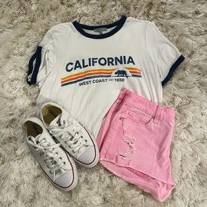 Decree light pink denim shorts